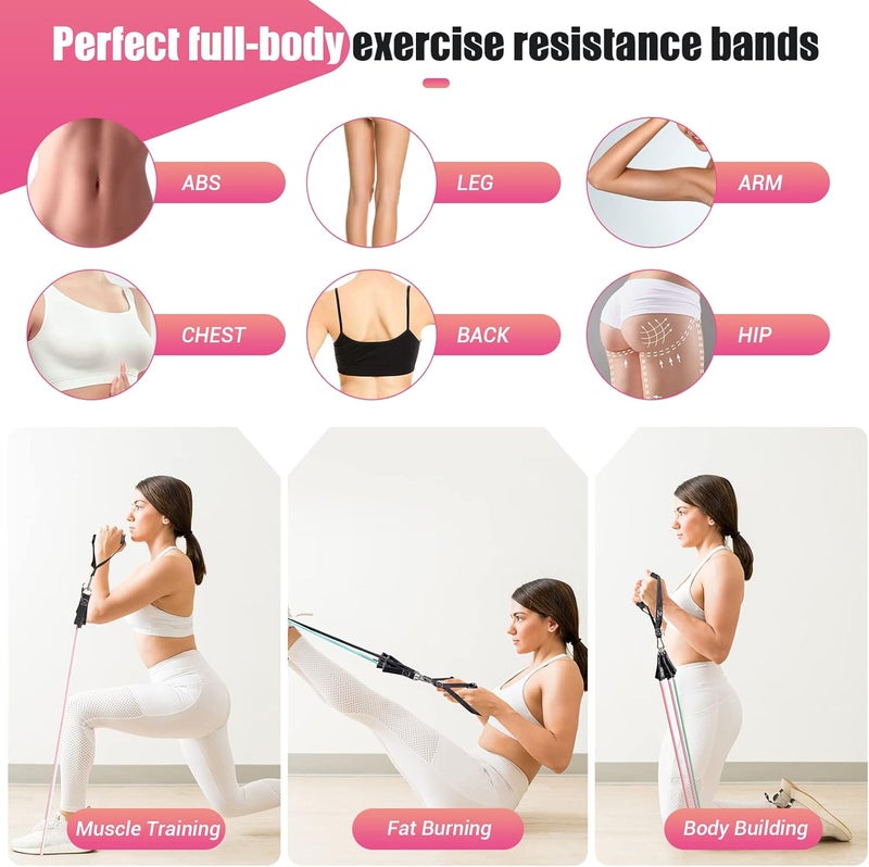 COFOF Resistance Bands with Handles for Women, 5 Level Exercise Bands Workout Bands for Physical Therapy, Yoga, Pilates, Door Anchor, Storage Pouch - Image 5